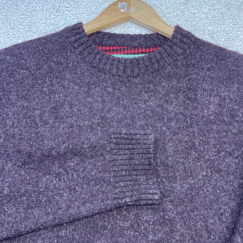 Woolrich Sweater Mens L Dark Mulberry 9065 Wool Crewneck Knit Pullover